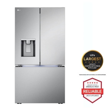 26 cu. ft. Smart Counter-Depth MAX™ French Door Refrigerator with Freestanding Electric Range, Front Control Dishwasher and Microwave Kitchen Package in Stainless Steel LRYXC2606S_LREN6325XE_MVEL2033F_LDFN4542S