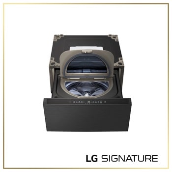 LG WD405CB Washer with dual door open showing drum interior and control panel - Front View1