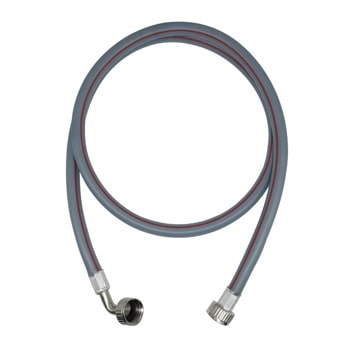 AGF04127475 Washing Machine Inlet Hose with metal connectors on both ends, gray rubber with red stripe