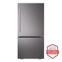 LG LB26H2200D Bottom Freezer Refrigerator in stainless steel finish with America's Most Reliable badge - Front View