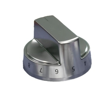 Stainless steel stove control knob AEZ75994629 with numbered settings 4 through 8 - Close-Up1