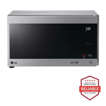 Front view of the 0.9 cu. ft. NeoChef™ Countertop Microwave with Smart Inverter and EasyClean® - LMC0975ST. Includes a graphic logo that says, Brought to you by America's Most Reliable Line of Appliances.1