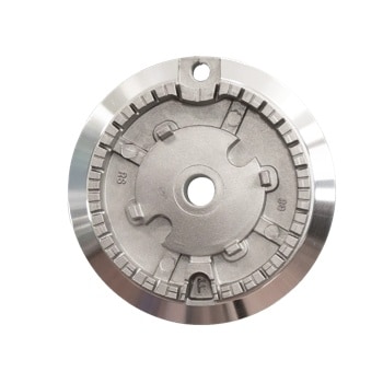 Silver kitchen accessory MBE62424101 with gear design and hole, top view1