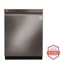 Front view of the Top Control Smart wi-fi Enabled Dishwasher with QuadWash™ - LDP6797BD. Includes a graphic logo that says, Brought to you by America’s Most Reliable Line of Appliances.