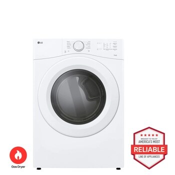LG DLG3421W Gas Dryer Brought to You by Americas Most Reliable Line of Appliances - Front View