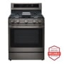 Front view of the 5.8 cu ft. Smart Wi-Fi Enabled True Convection InstaView® Gas Range with Air Fry - LRGL5825D. 