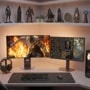 LG 39GX950B-B and 32G620B-B Gaming Monitors Dual Setup with Fantasy Game Display and Collectibles