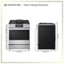 LG SIGNATURE LSGU6339X Slide-In Range Dimensions 29 7/8 Inch W x 29 5/16 Inch D x 37 1/4 Inch H - Front and Side Views