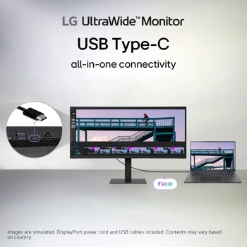34-inch LG 34U650A-B UltraWide Monitor with USB Type-C connectivity and 96W power delivery Front View
