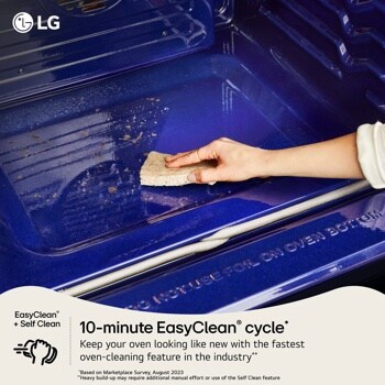 LG LDEL7324YE Range 10-minute EasyClean cycle keeps oven looking new with fastest oven-cleaning feature in industry - Interior cleaning demonstration