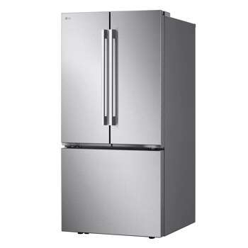 LG LF21G6201S French Door Refrigerator with stainless steel finish and vertical handles - Left View