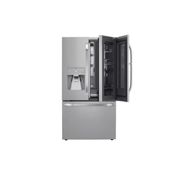 lg studio 24 cu. ft door-in-door counter-depth refrigerator front view with right door slightly open