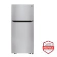 Front view of the 20 cu. ft. 30-inch Wide Top Freezer Refrigerator - Stainless Steel - LTCS20020S. Includes a graphic logo that says, Brought to you by America’s Most Reliable Line of Appliances.