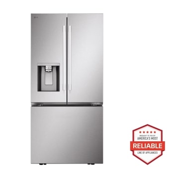 25 cu.ft. 3-Door French Door Refrigerator with Hybrid Handle Design and External Ice and Water Dispenser
