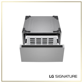 LG WDP8P Pedestal Washer with drawer open showing interior tray - Front View1