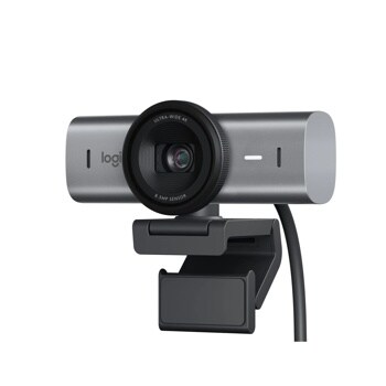 Logitech 960001529 webcam with Ultra-Wide 4K lens and 8.5MP sensor mounted on adjustable clip stand - Front View