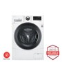 LG WM3488HW Washer Dryer Combo with 10 Year Warranty Badge and Americas Most Reliable Line of Appliances Badge - Front View
