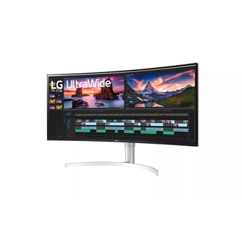 LG 38WN95C-W 38 inch Ultrawide Curved Monitor right side angle view
