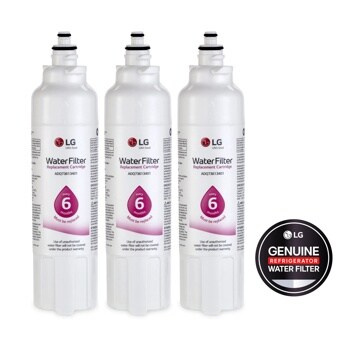Front view of the LG LT800P3 - 6 Month / 200 Gallon Capacity Replacement Refrigerator Water Filter 3-Pack (NSF42 and NSF53*) - LT800P3. 