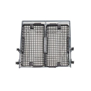 AHB73129404 dishwasher cutlery basket with dual compartments and grid pattern design shown from top view