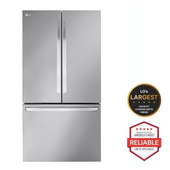 LG LRFLC2706S_LREL6321S_LDFN3432T French Door Refrigerator LG's Largest Capacity Counter-Depth Fridge, Brought to you by America's Most Reliable Line of Appliances Front View