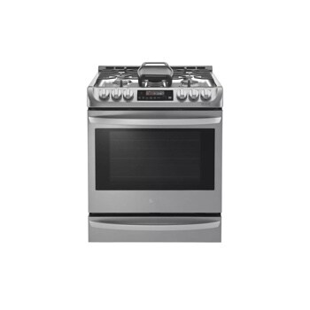 Front view of the 6.3 cu. ft. Smart wi-fi Enabled Gas Single Oven Slide-in Range with ProBake Convection® - LSG4515ST. 
