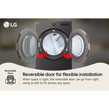 LG
Reversible Door
Reversible door for flexible installation
When space is tight, the reversible door can go from right swing to left to fit almost any space
