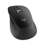 Logitech 910007714 wireless mouse with textured grip and scroll wheel in black finish - Front Angle View