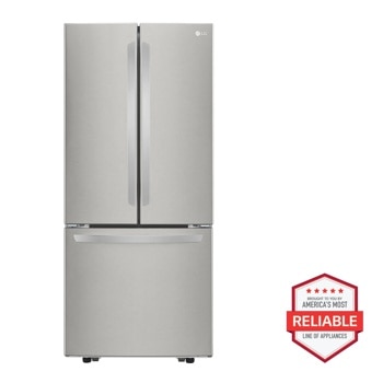 LG LFCS22520S_LREL6321S_LDFN3432T French Door Refrigerator with America's Most Reliable line of appliances badge Front View