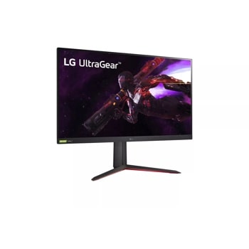 Left side view of the 32 Inch LG UltraGear (32GP83B-B) gaming monitor with 165Hz refresh rate and 1ms (GtG) response time