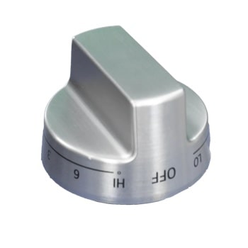 AEZ75994628 stainless steel control knob with OFF and HI temperature settings - Close-Up