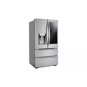 28 cu. ft. door in door double freezer refrigerator left side angle view