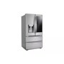 28 cu. ft. door in door double freezer refrigerator left side angle view