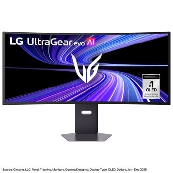 LG 39GX950B-B UltraGear evo AI OLED Gaming Monitor with number 1 OLED Gaming Monitor Brand in the USA badge - Front View