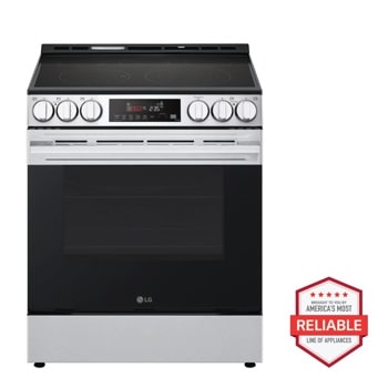 LG LSEL6333XE Electric Range with smooth cooktop and digital control panel brought to you by Americas Most Reliable Line of Appliances - Front View1