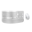 Logitech 920013611 wireless ergonomic keyboard with curved design, wrist rest and matching white wireless mouse