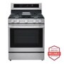 Front view of the 5.8 cu ft. Smart Wi-Fi Enabled True Convection InstaView® Gas Range with Air Fry - LRGL5825F. 