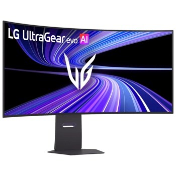 LG 45GX950B-B UltraGear evo AI OLED Gaming Monitor with curved display and adjustable stand - Front View
