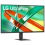 LG 32U700B-B UltraFine Monitor with adjustable stand displaying vibrant abstract graphics - Front View