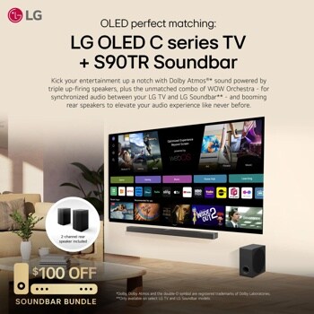 S90TR LG Home Theater Soundbar with Dolby Atmos® and Rear Speakers, 7.1.3 channel, Best OLED matching
