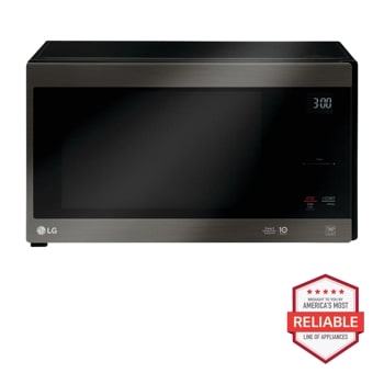 Front view of the 1.5 cu. ft. NeoChef™ Countertop Microwave with Smart Inverter and EasyClean® - LMC1575BD. Includes a graphic logo that says, Brought to you by America's Most Reliable Line of Appliances.1