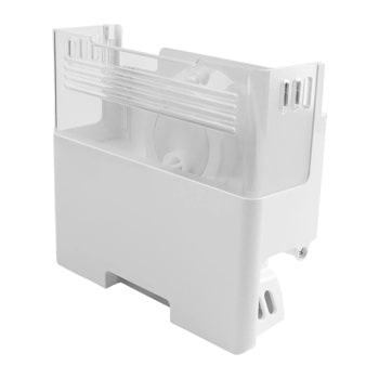 AKC73249305 LG refrigerator ice maker assembly in white with ventilation slots and mounting bracket1
