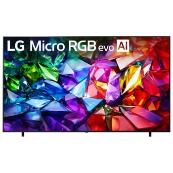 LG Micro RGB evo AI 4K QNED TV 100MRGB95BU displaying vibrant colorful crystal-like graphics - Front View