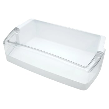 LG 5005JJ2022A refrigerator door bin with clear front and white base for storage organization1
