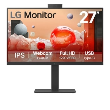 LG 27BA850-I 27-Inch Monitor with IPS display, built-in webcam, Full HD 1920x1080 resolution, and USB Type-C - Front View1