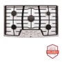 Front view of the 36” Gas Cooktop with SuperBoil™ - LCG3611ST. Includes a graphic logo that says, Brought to you by America’s Most Reliable Line of Appliances.