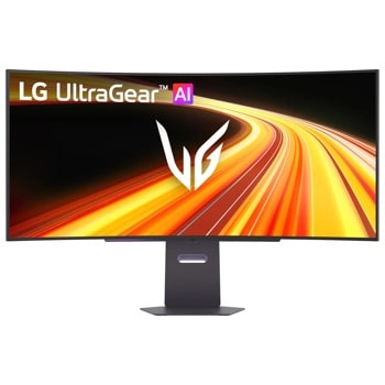 LG 45GX90SB-B UltraGear AI OLED Gaming Monitor with curved display and adjustable stand - Front View1