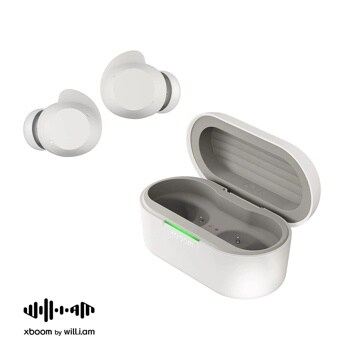 BUDS_AUSALWH LG xboom Wireless Headphones with Open Charging Case and Green LED Indicator