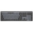 Logitech 920010549 wireless keyboard with full-size layout featuring dark gray keys and numeric keypad - Top view