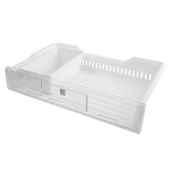 AJP73334616 LG refrigerator crisper drawer with ventilation slots and OptiFresh PRO label1